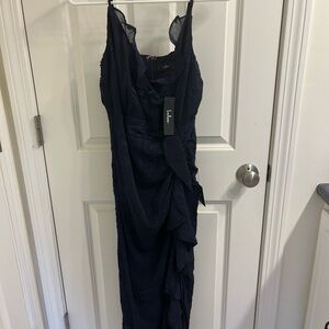 Lulus Crave your Love Navy Blue Surplice Ruffled Maxi Dress